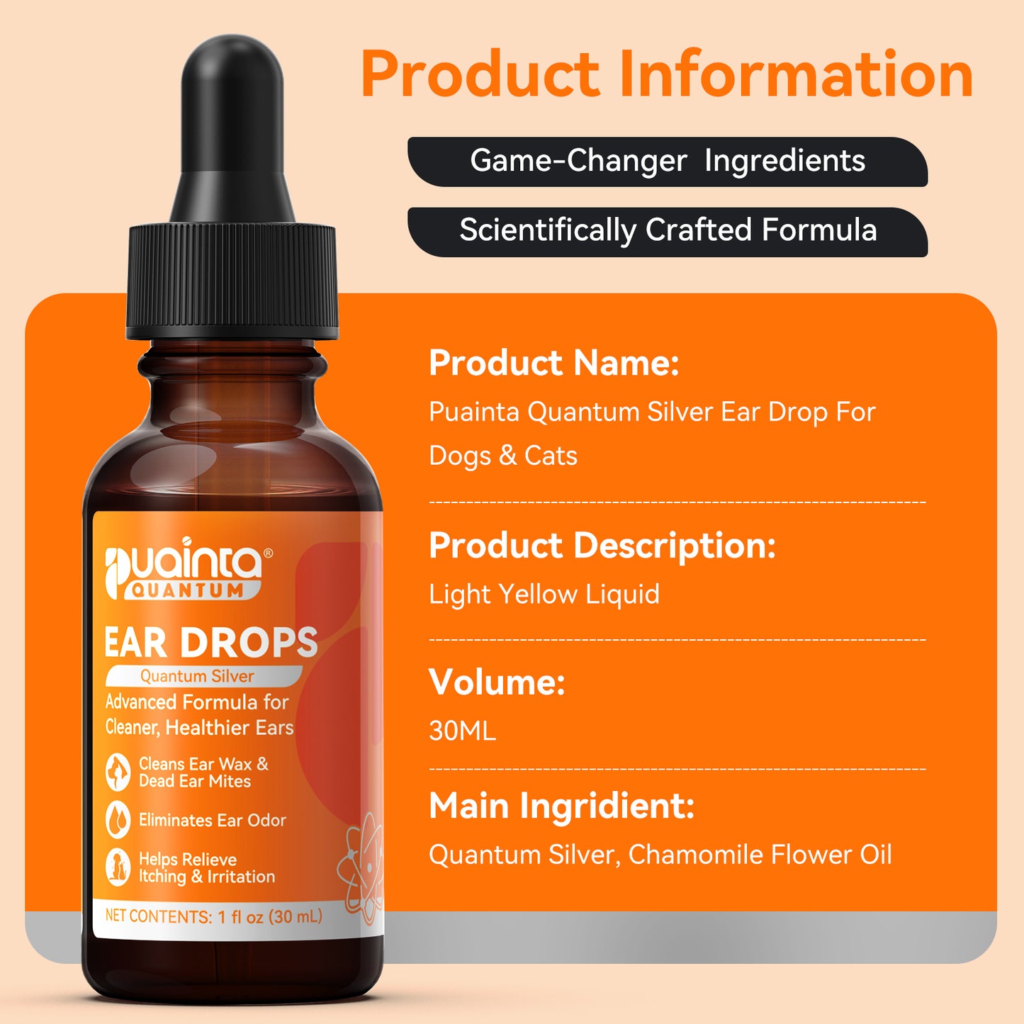 Puainta® Quantum Silver Ear Drop - Soothes itching, Cleans Earwax